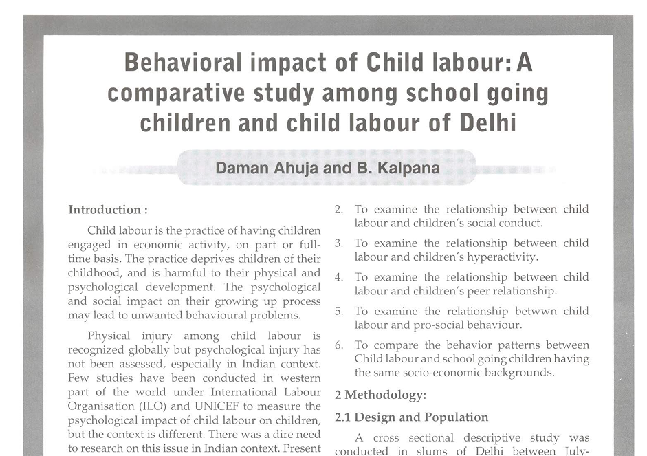 Behavioral Impact of Child Labour Social Welfare