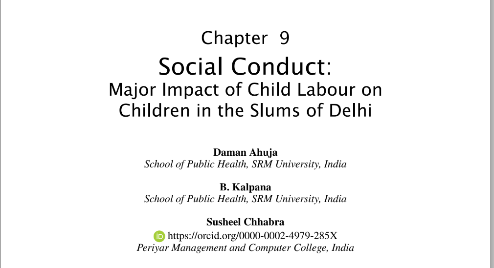 Major Impact of Child Labour on Children in the Slums of Delhi